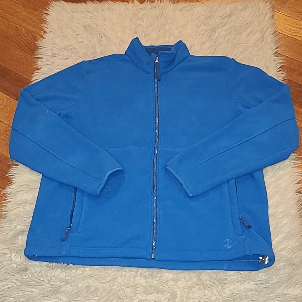 Lands end mens polartec blue fleece zip up jacket size xl