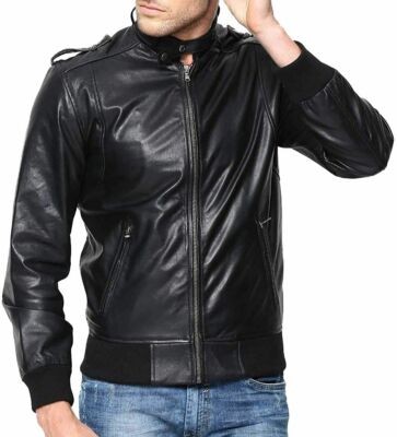 Men's Black URBAN Leather Jacket 100% Genuine Sheepskin Biker