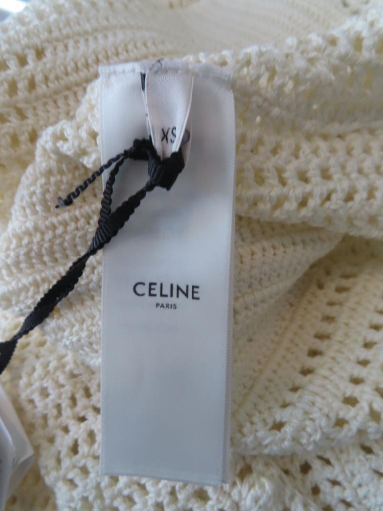 NWT CELINE Off-White Floral Crochet Cardigan Jacket/Sweater Size