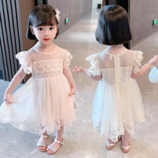 Summer Girl's Dress Flying Sleeve Lace Skirt Children's Princess Skirt