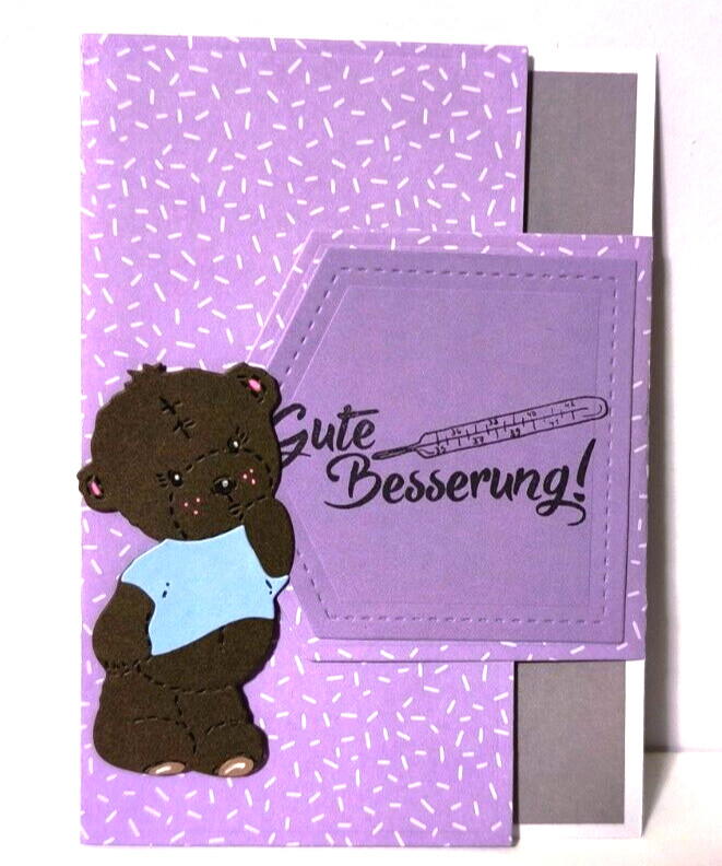 Karte mit Umschlag Gute Besserung Genesung Genesungskarte Grußkarte Handarbeit