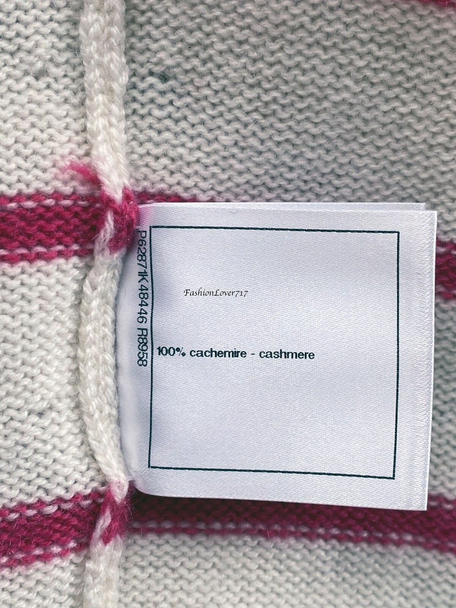 $2350 20C CHANEL CASHMERE MULTICOLOR STRIPED CC SWEATER 36