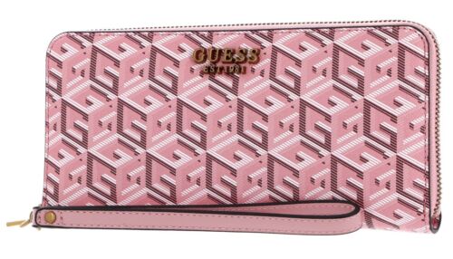 GUESS Laurel SLG Zip Around Wallet L portafoglio albicocca logo rosa color salmone - Foto 1 di 4