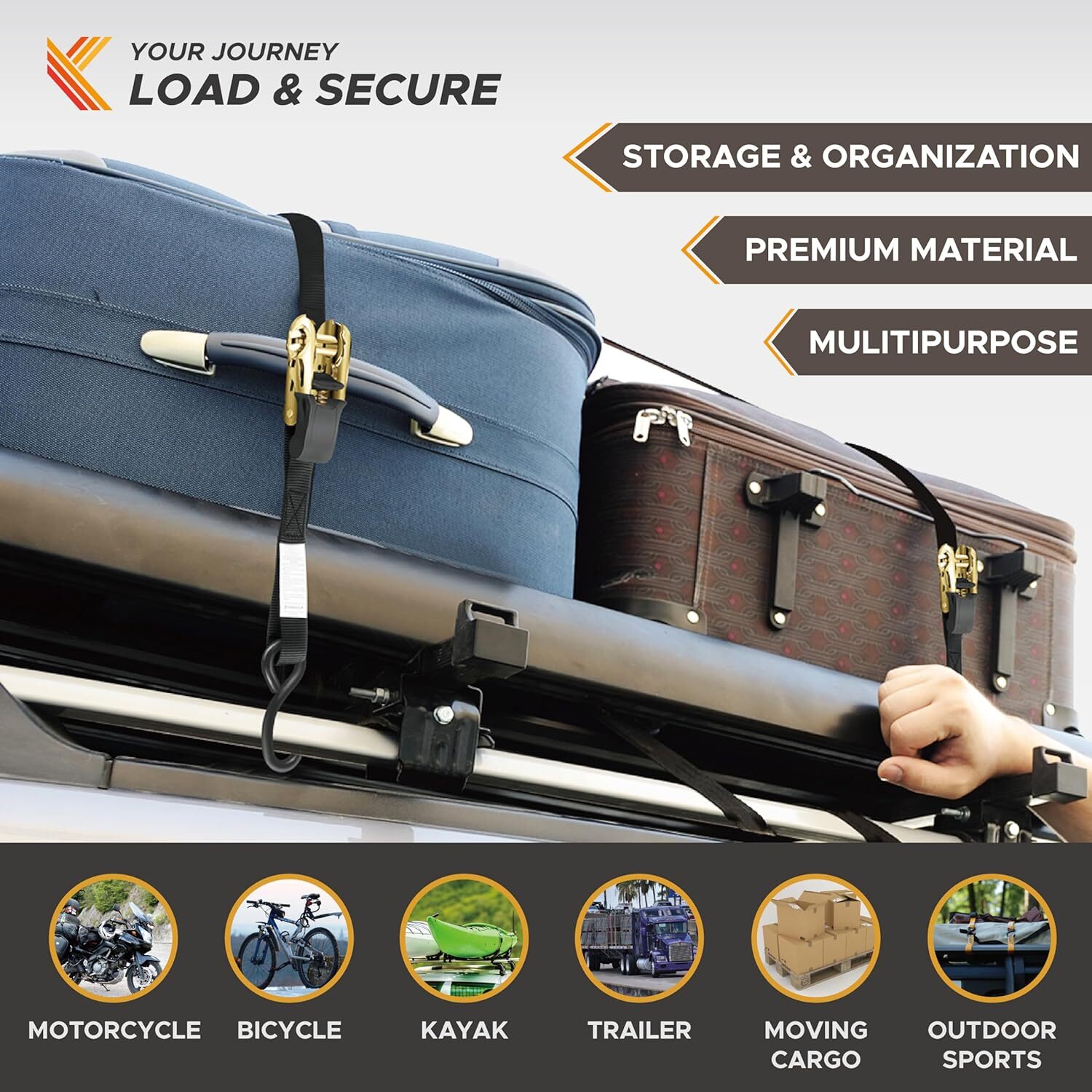 4-Pack Ratchet Tie Down Straps 1in x 17ft Green- 2200lbs MBS - KODIAK STRAPS