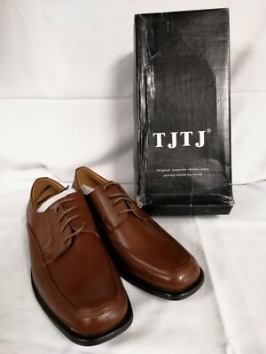 TJTJ - Men's Brown Lace Up Shoes, Square Toe with 1