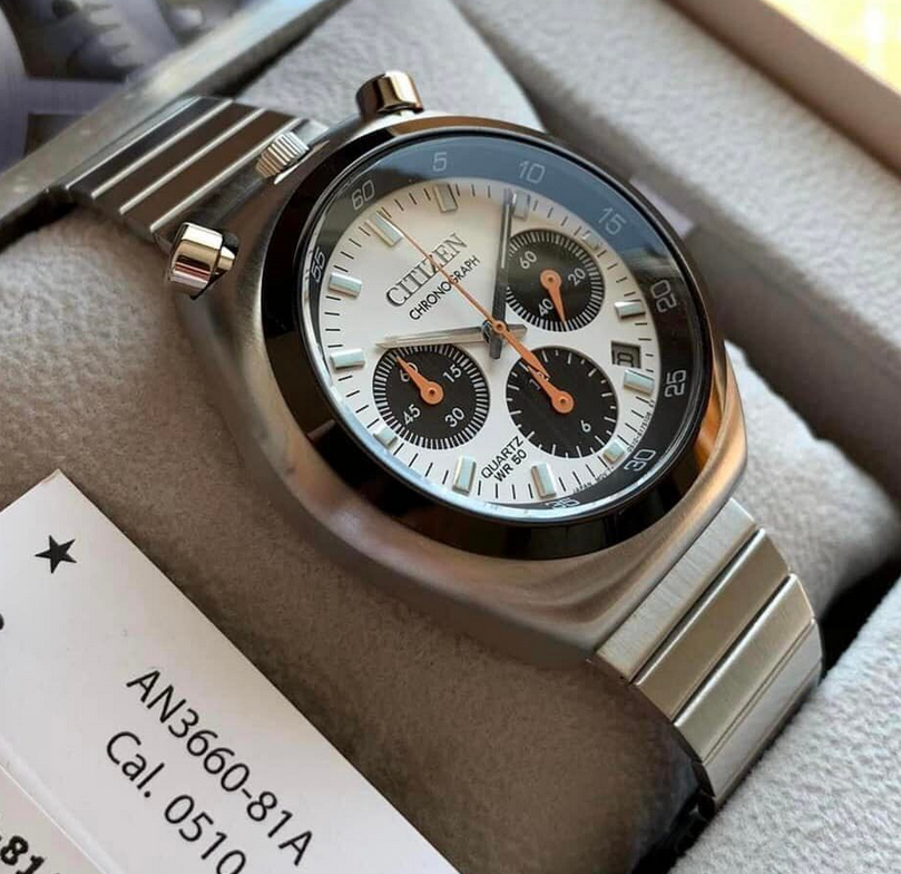 Orologio Da Uomo Citizen Bullhead Record Label Tsuno Cronografo In Acciaio Inossidabile Quadrante Blu Navy Al Quarzo AN3660-81L - Foto 8