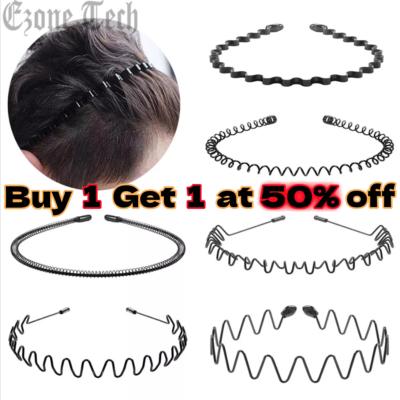 #ad #ad 6Pcs Metal Hair Headband Wave Style Hoop Band Comb Sports Hairband for Men Women $7.52