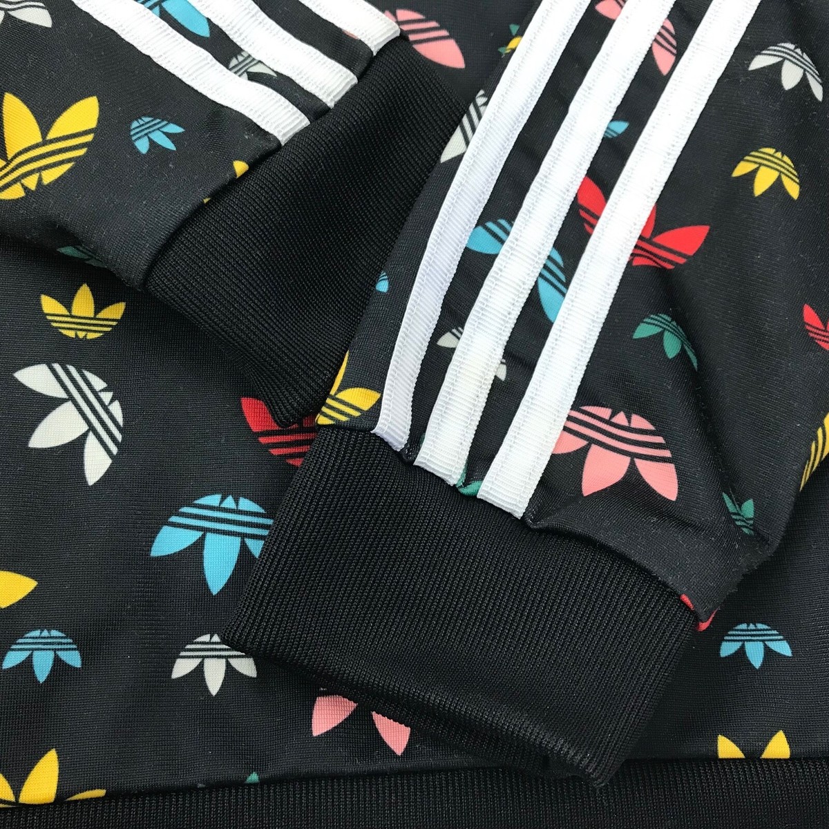 ADIDAS 3 Stripe Trefoil Logos Zip Track Jacket Girls M 10/12 ADIDAS 3 Stripe Trefoil Logos Zip Track Jacket Girls M 10/12