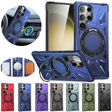 For Samsung Galaxy S25 Ultra S24 S23 Shockproof Rubber Case Stand Mag Safe Cover
