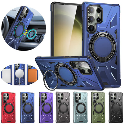 For Samsung Galaxy S25 Ultra S24 S23 Shockproof Rubber Case Stand Mag Safe Cover