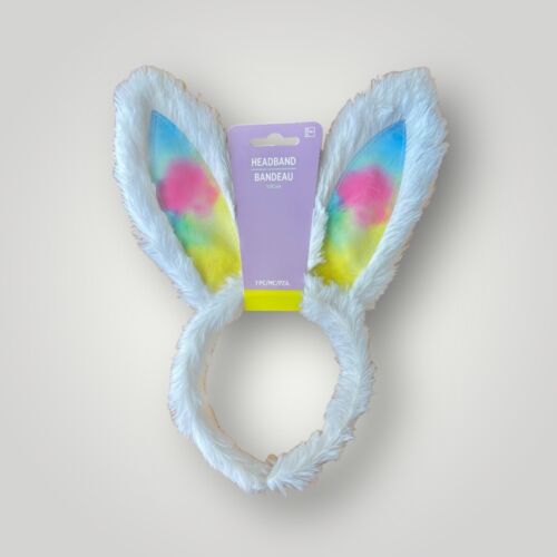 Easter White & Pink Yellow Blue Bunny Rabbit Ears Headband New
