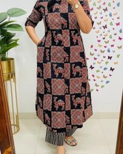 Pure Cotton Designer Kurti Cord Set Indian Women Ethnic Kurta Palazzo Set Dress