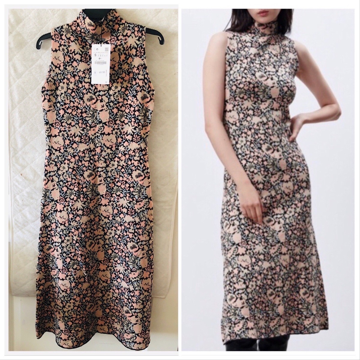 NWT ZARA AW21 FLORAL JACQUARD KNIT DRESS 5755/134 | eBay