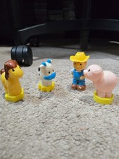 Lot of 4 Plastic Farm Animals Farmer Cow Horse Pig