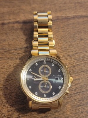 Citizen Eco-Drive Nighthawk Men's Gold Tone Bracelet Watch FB3002-61E