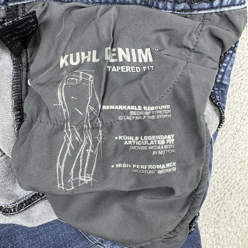 Kuhl Denim Tapered Mens 35x32 (32x29.5) Blue Med Wash Stretch Performance Jeans - Picture 6 of 16