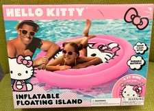 Hello Kitty Sanrio Large 4' Wide Inflatable Pool Island Float Leakproof Valve 3+