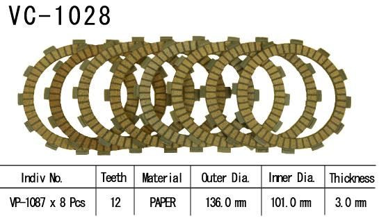 Kit disques embrayage garnis pour réfection moteur CR 125