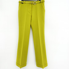 Vintage Gianni Versace Wool Pants 46 Chartreuse Medusa snap Leather Belt Italy