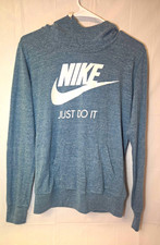 Nike Just Do It Women's Blue Fleece Pullover Hoodie w/ Pockets Size L