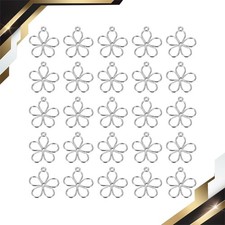 50pcs Open Bezels Resin Bezels Pendants Flower Open Back Bezels Alloy Hollow