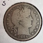 1914  S San Francisco  Mint Silver Barber Half Dollar