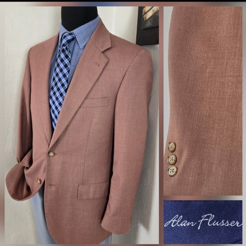 Alan Flusser Blazer Men 40R Pink / Peach Sport Coat 2-Btn Casual Jacket