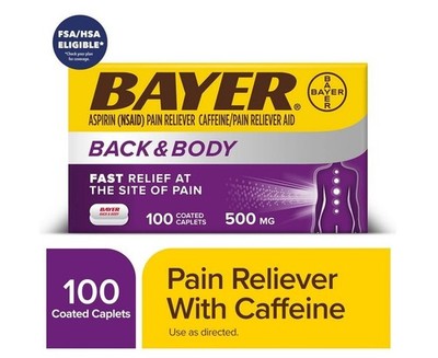 Bayer Back and Body Extra Strength Aspirin 500 mg Pain Reliever 100 Caplets