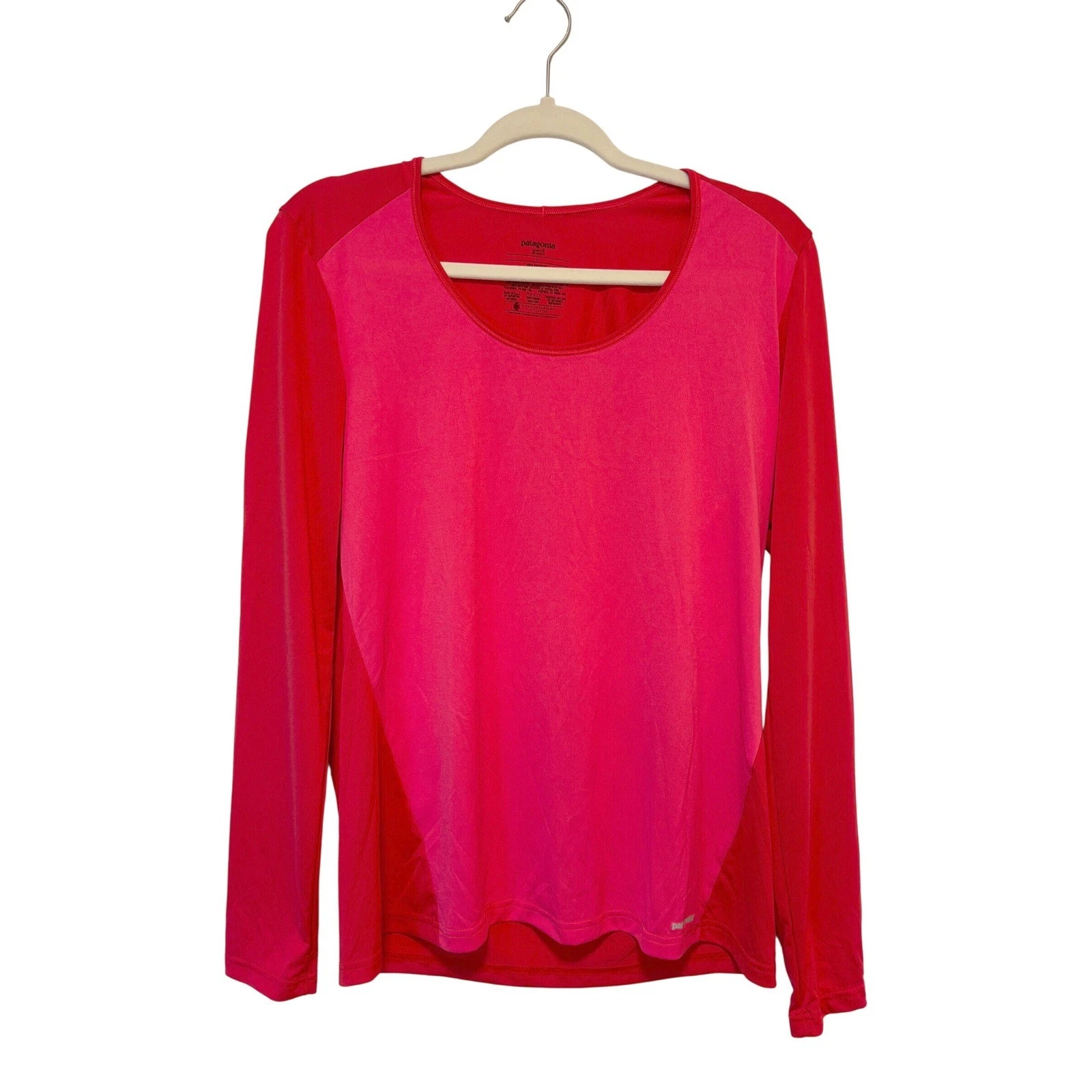 Patagonia Capilene 1 Silkweight Long Sleeve Base Layer Red Pink Womens Large