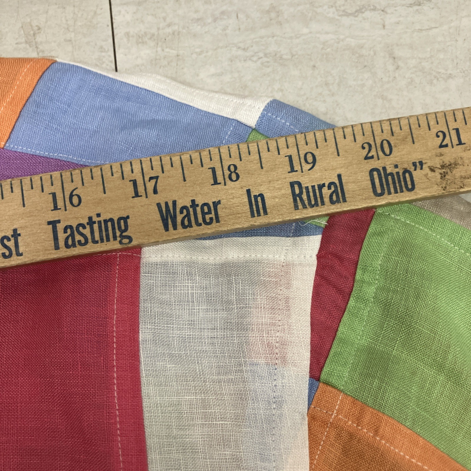 Linen Shirt Vibrant Patchwork Button Down Size La… - image 13