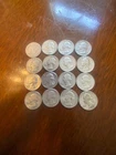 15 Washington and 1 Barber 90% Silver Quarter Lot of 16. 4 Dollars Face value.