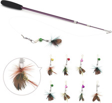 Cat Teaser Wand Toy - 10 Pieces Insect Cat Feather Toy Set with Retractable W...