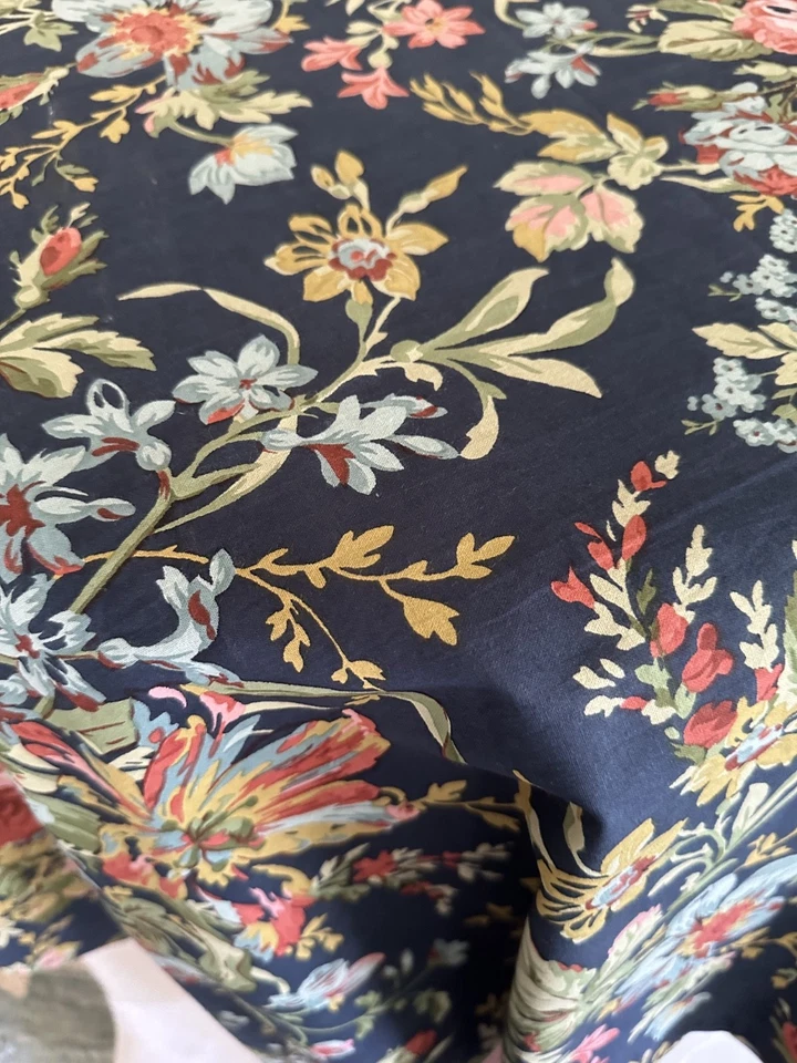 April Cornell Navy/pink  Floral Tablecloth  52" sq. handmade New - Image 3 of 4