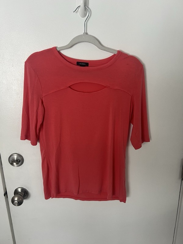 Halogen tunic/top  front chest cutout Tencel/Spandex Coral Sz M