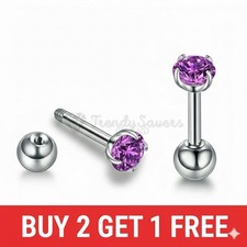 Screw Back Surgical Steel Stud Earrings Ball Design Men Women Helix Cartilage