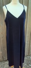 Uniqlo Women's Navy Velvet Strappy Slip Midi Dress Size M Charity Sale