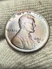 1913 S Lincoln Wheat Cent Lustrous AU US Coin Semi Key Date Toned Yellow Hue