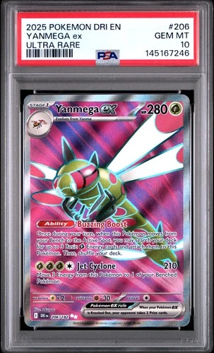 2025 POKEMON DRI EN-DESTINED RIVALS ULTRA RARE #206 YANMEGA EX PSA 10