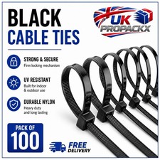 Black Cable Ties Zip Ties Nylon Wraps Small Short Long Thin Thick Heavy Duty Tie