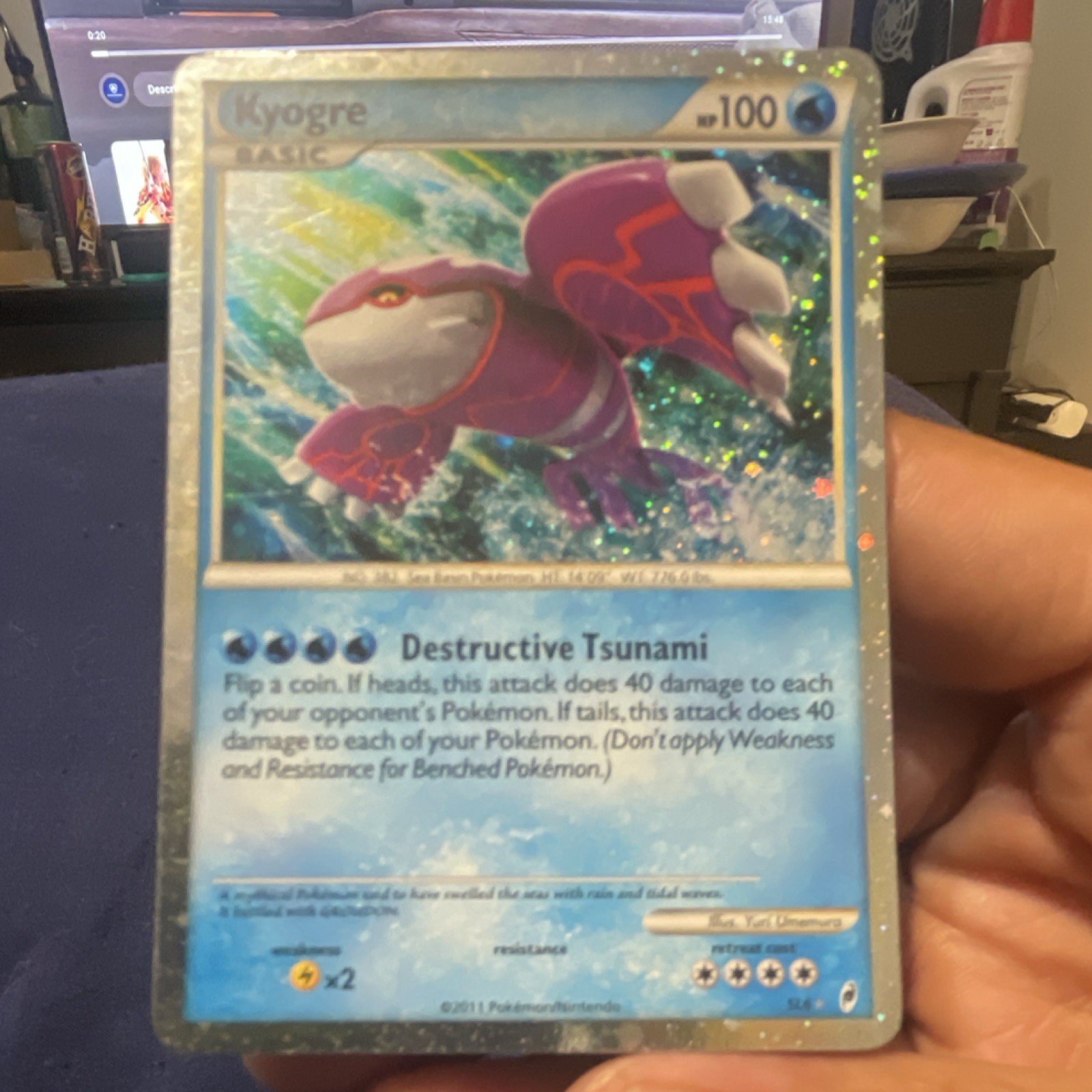 Pokémon Kyogre SL6 Call of Legends Shiny Holo Rare Basic Card 100 HP English