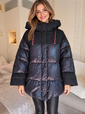 BOGNER Damen Jacke Daunenjacke DAUNEN wie NEU Gr 42 XL Winterjacke Metallic Blau