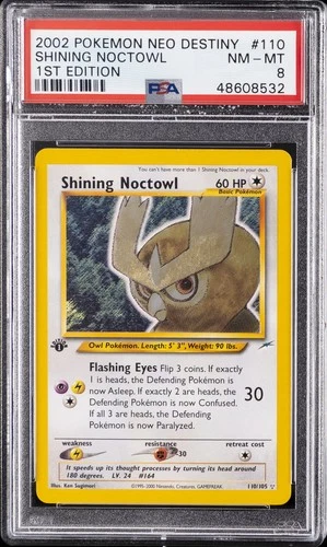 2002 POKEMON NEO DESTINY 1ST EDITION #110 SHINING NOCTOWL PSA 8