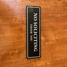 No Soliciting Sign for Front Door, Self Adhesive Premium Durable Modern No Solic