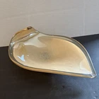 Vtg Amber Gold Blown Glass Bowl Freeform Leaf Shape Murano Style