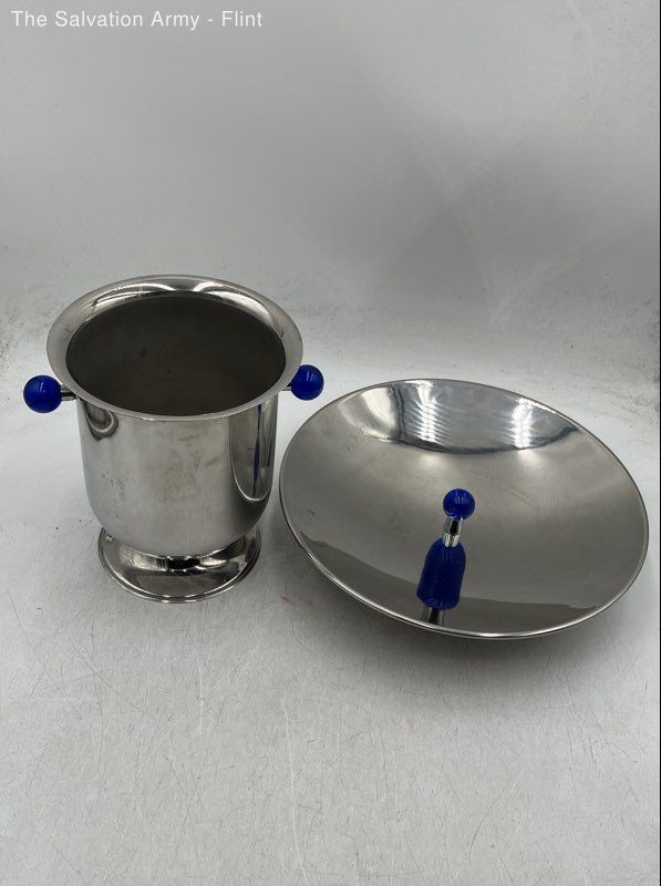 WMF Gemme Italy Silver Stainless Steel 2Pc Serving Dish And Ice Bucket