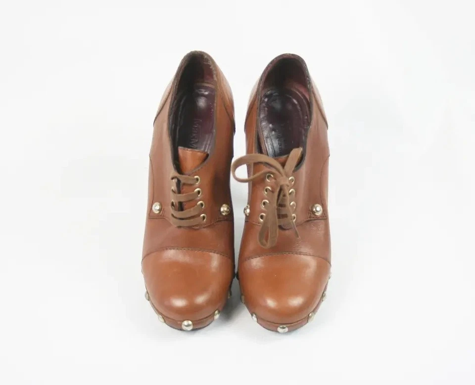 Max Mara Rockstudded Leather Heeled Ankle Boots - Image 4 of 4