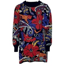 FARM RIO VINTAGE FOREST BLUE SWEATER DRESS SIZE XS