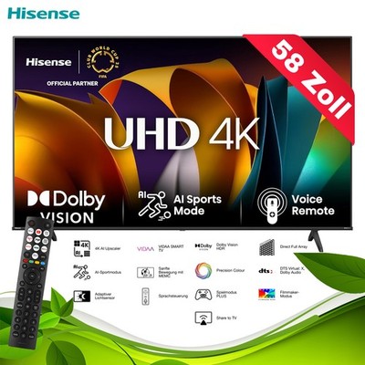 Hisense 58E6NT 58 Zoll 4K UHD Smart TV Dolby Vision VIDAA  Game Mode AI Upscaler