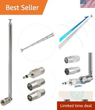 Universal 75 Ohm FM/AM Telescopic Antenna with Adapters for Home Audio Systems