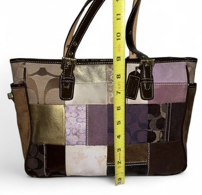 Coach Patchwork Tote Vintage Y2K Boho Multicolor Suede Leather